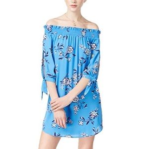 City Studios floral Off-The-Shoulder Shift Dress dress Blue S NWT